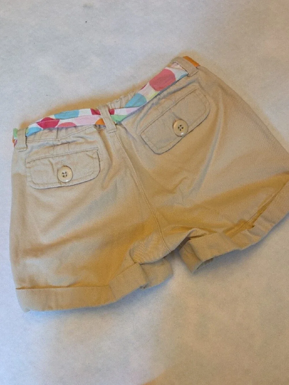 Gymboree Beige Bermuda Shorts with Polka Dot Tie Belt